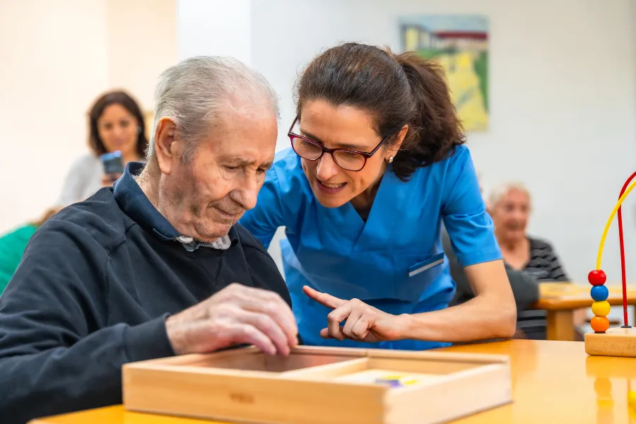 senior man doing an indoor activity