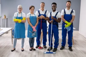 Maintenance and cleaning staff team providing services in a senior living community