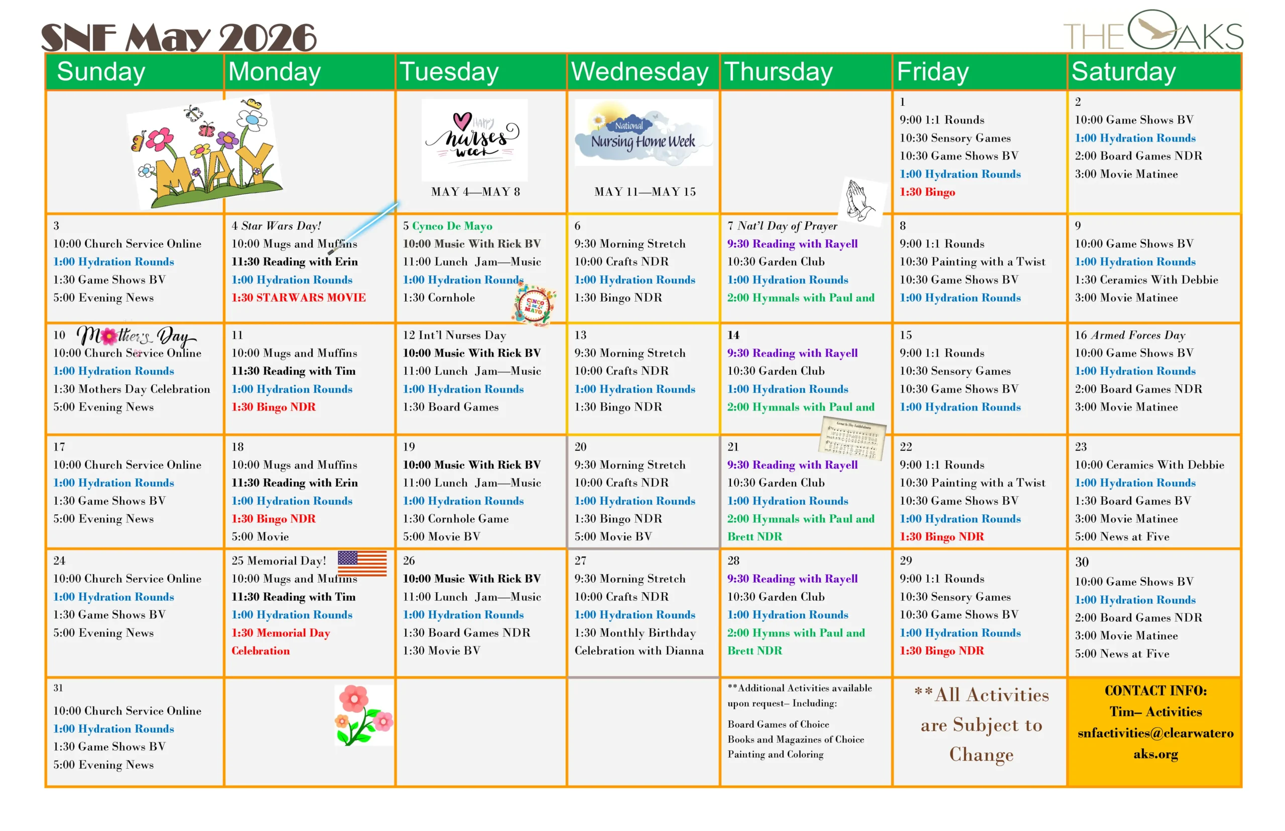 May 2026 Nursing Calendar 