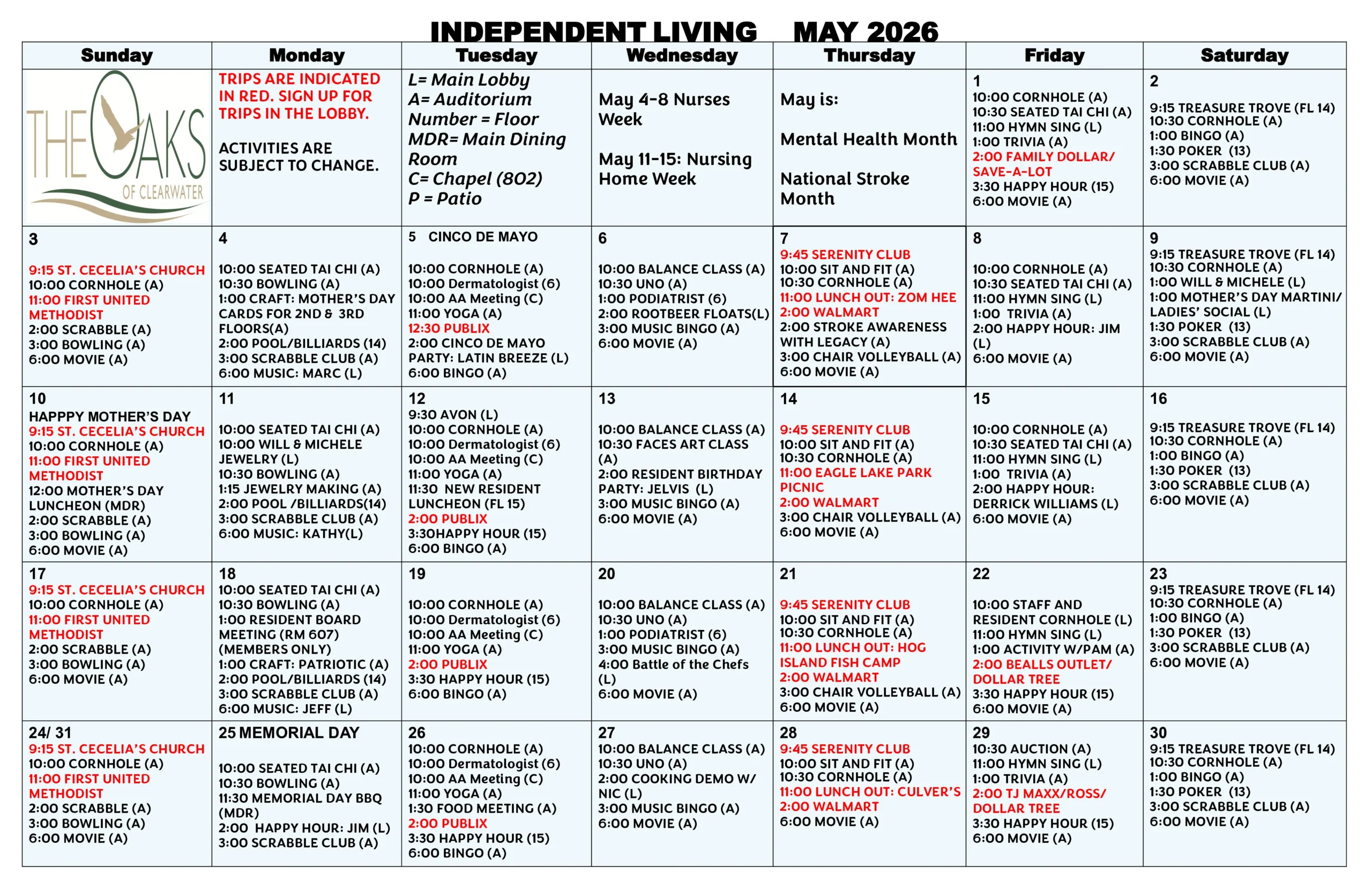May Independent 2026 Calendar